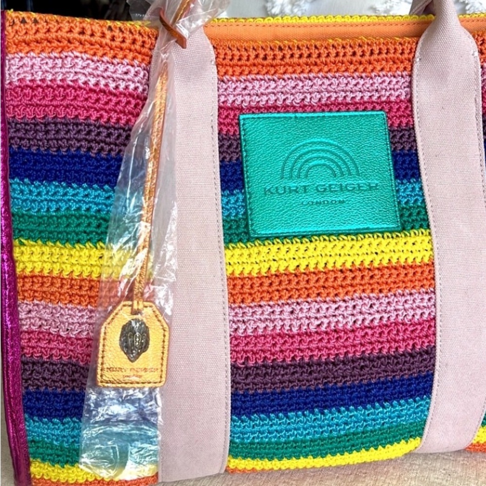 KURT GEIGER Southbank crochet rainbow large tote - Picture 3 of 16